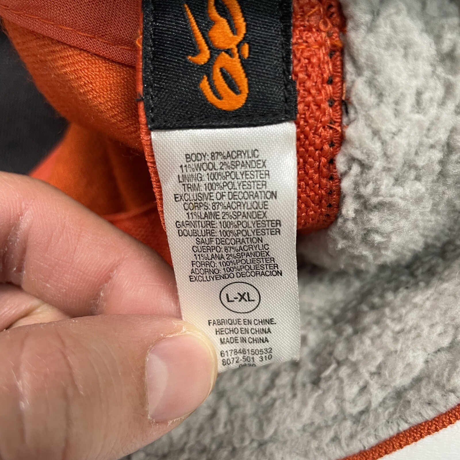 Nike 6.0 Trapper Hat Cap Men’s L-XL Orange Outdoor Wool Blend Embroidered