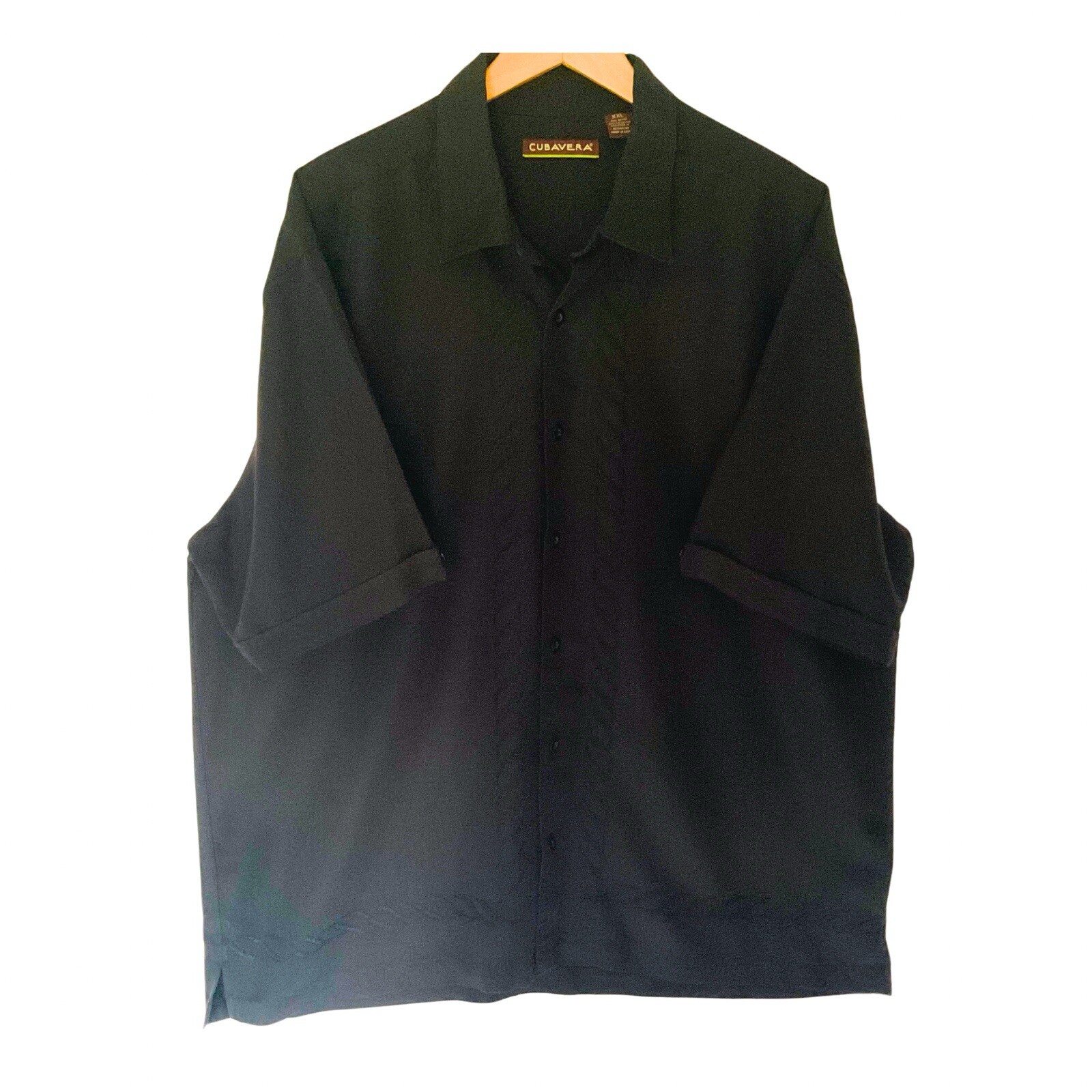 Cubavera Mens XXL Black Guayabera Shirt Short Sleeve Cuban Rayon Casual