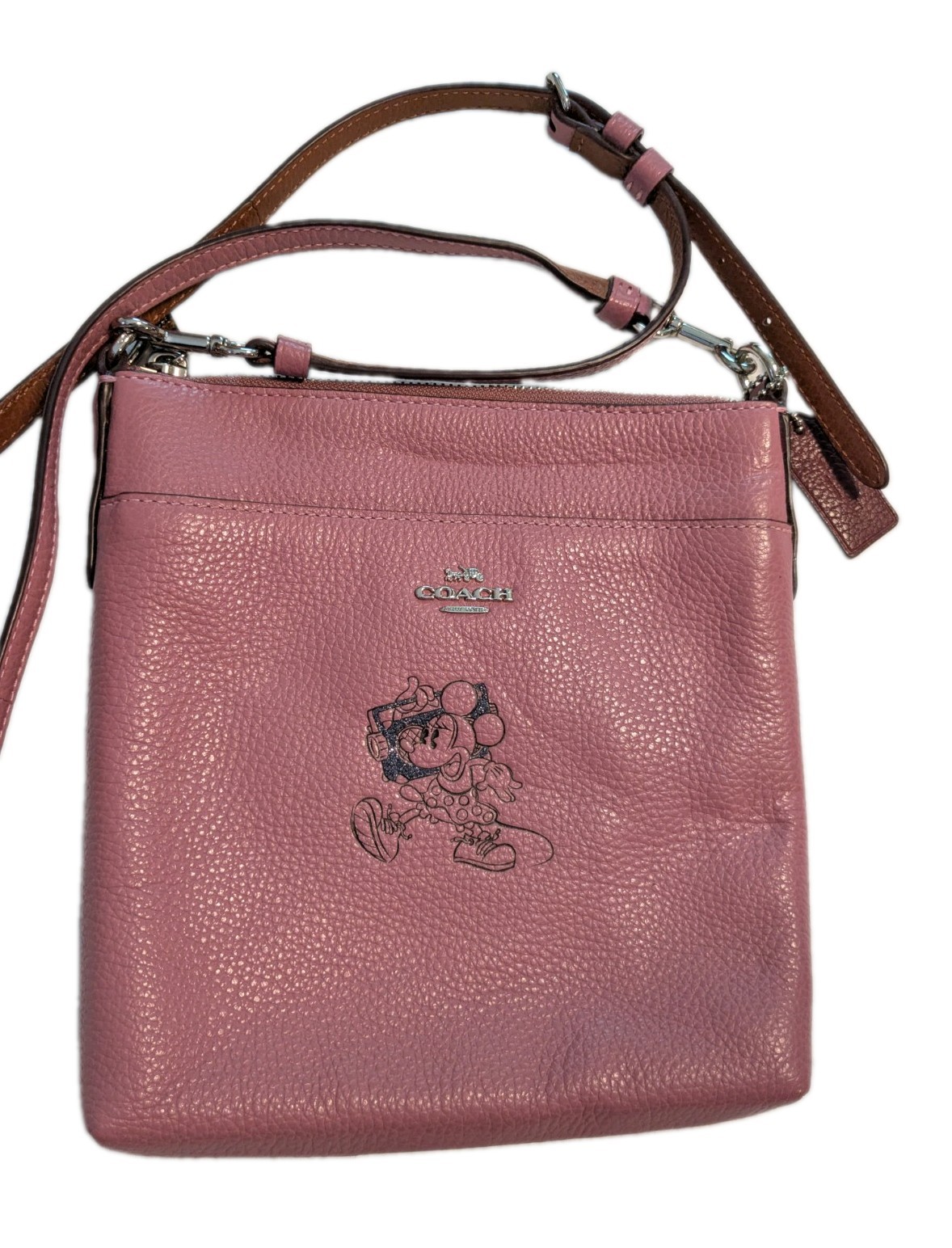 COACH x Disney Pink Minnie Mouse Crossbody Bag Leather Purse
