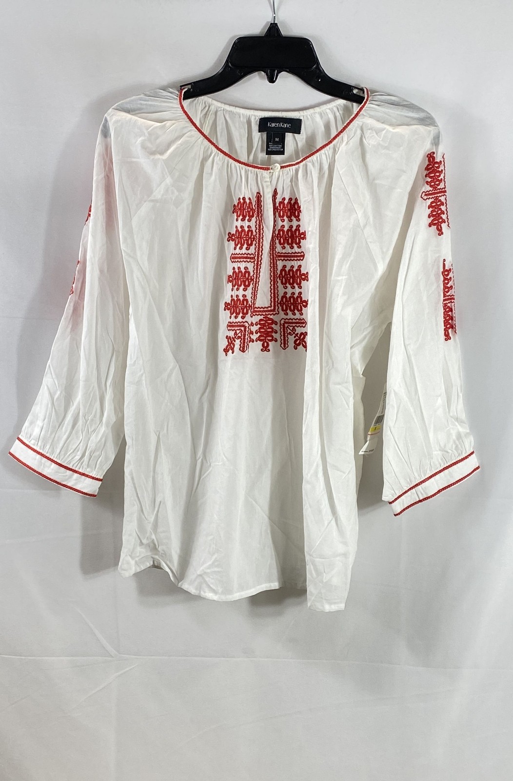 Karen Kane Women’s American Riviera Embroidered Top White Red Cotton NWT Sz M