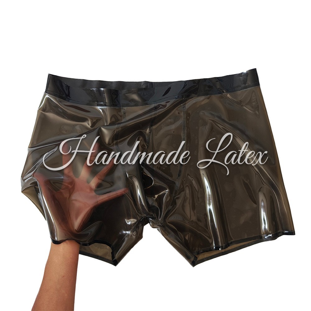 US 100% Transparent black Latex Rubber Briefs Men’s Latex Underwear Fetish BDSM