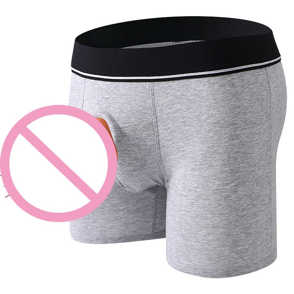 Comfortable Men’s Boxer Shorts with Cockring and Open Pouch Hole Design