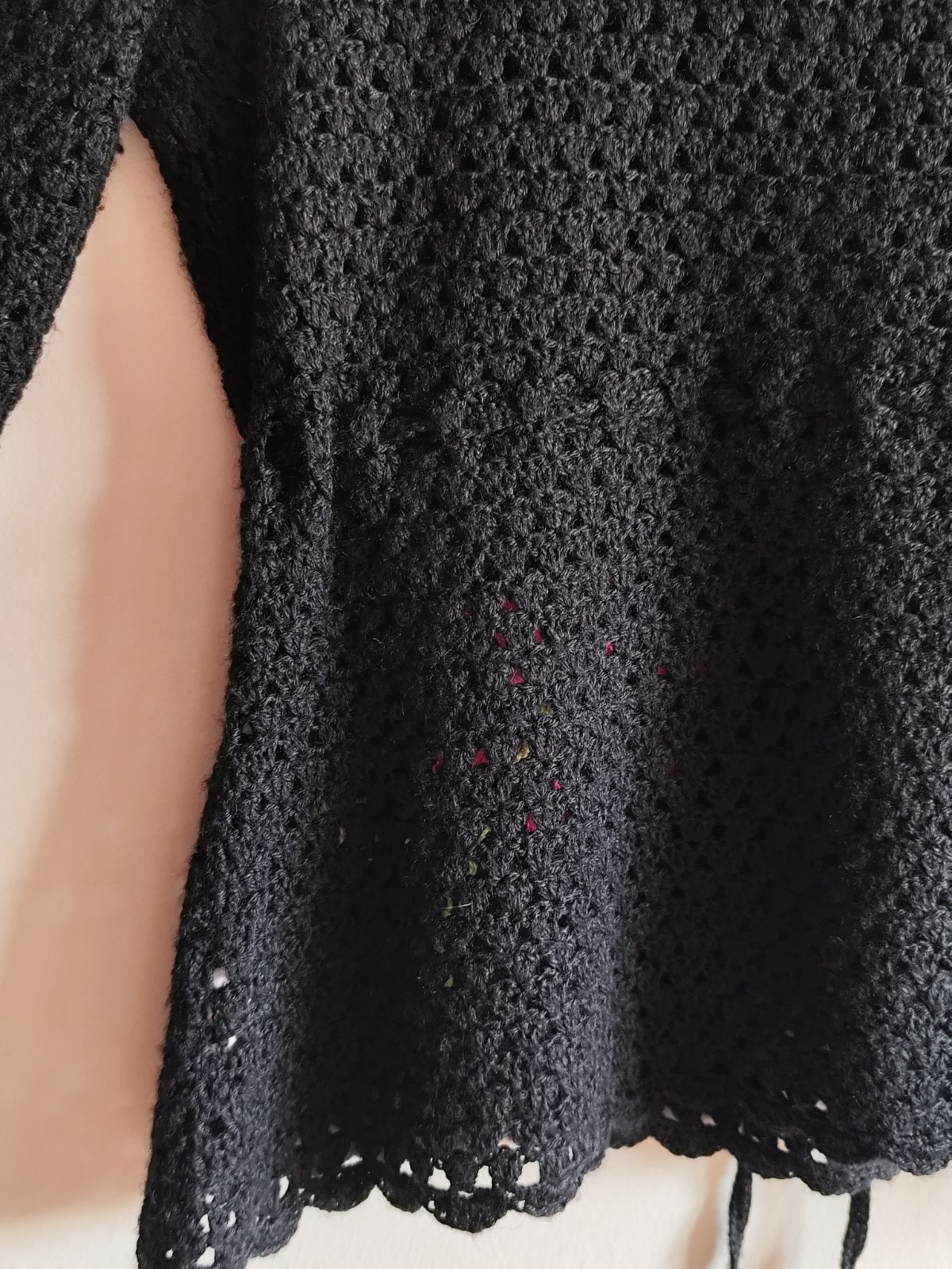 Morgan Tricot Coquette Crochet Y2K Top Vintage With Flower Black M