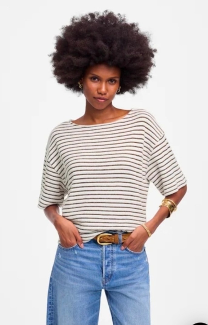 Nwt Madewell Boxy Knit Tee In Stripe Size XS