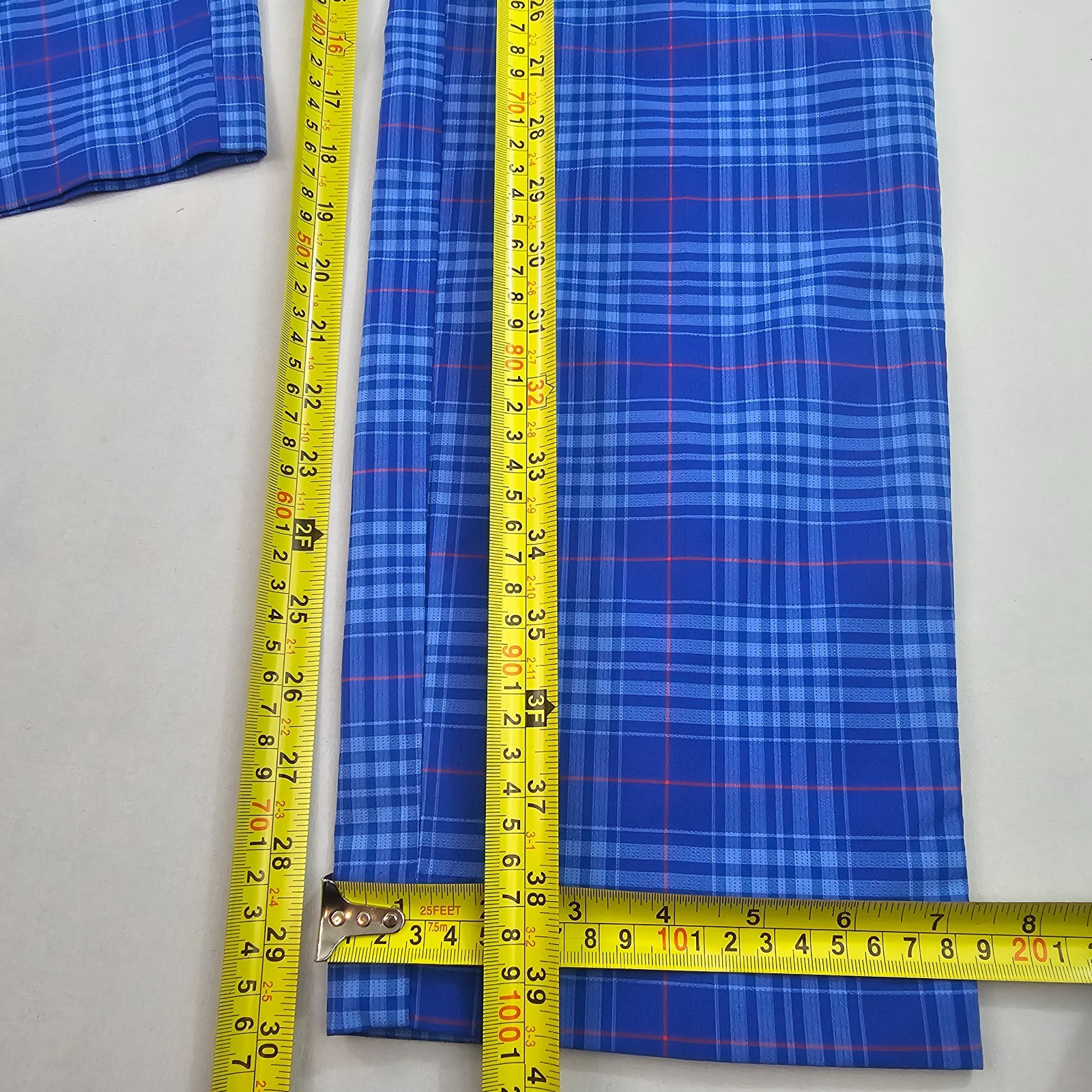 Cobra Puma golf pants mens W 32 L 32 blue check cotton 561635 pockets zip