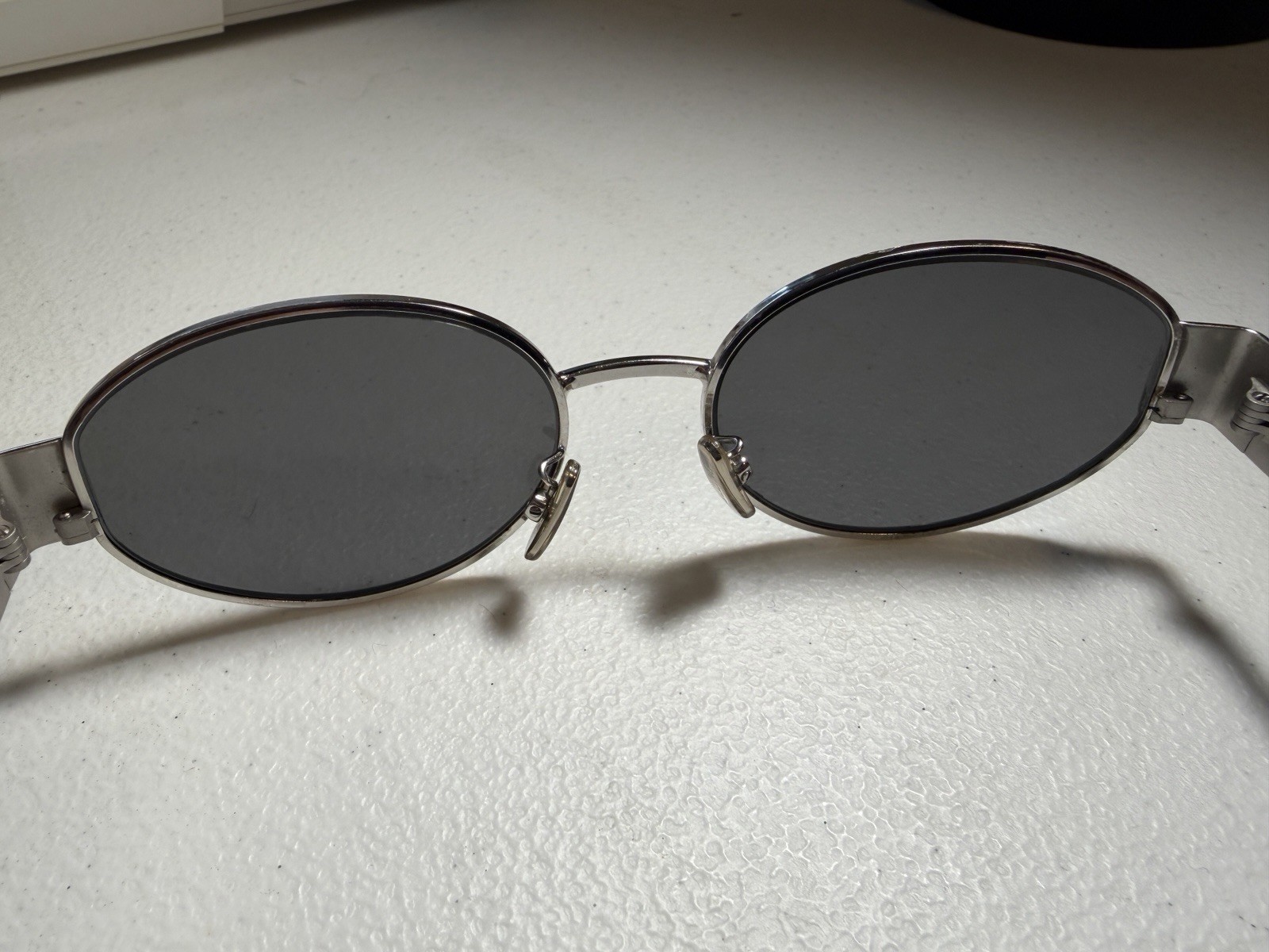 Celine CL40235U 16A Triomphe Metal Sunglasses Silver Frame Grey Lens AUTHENTIC