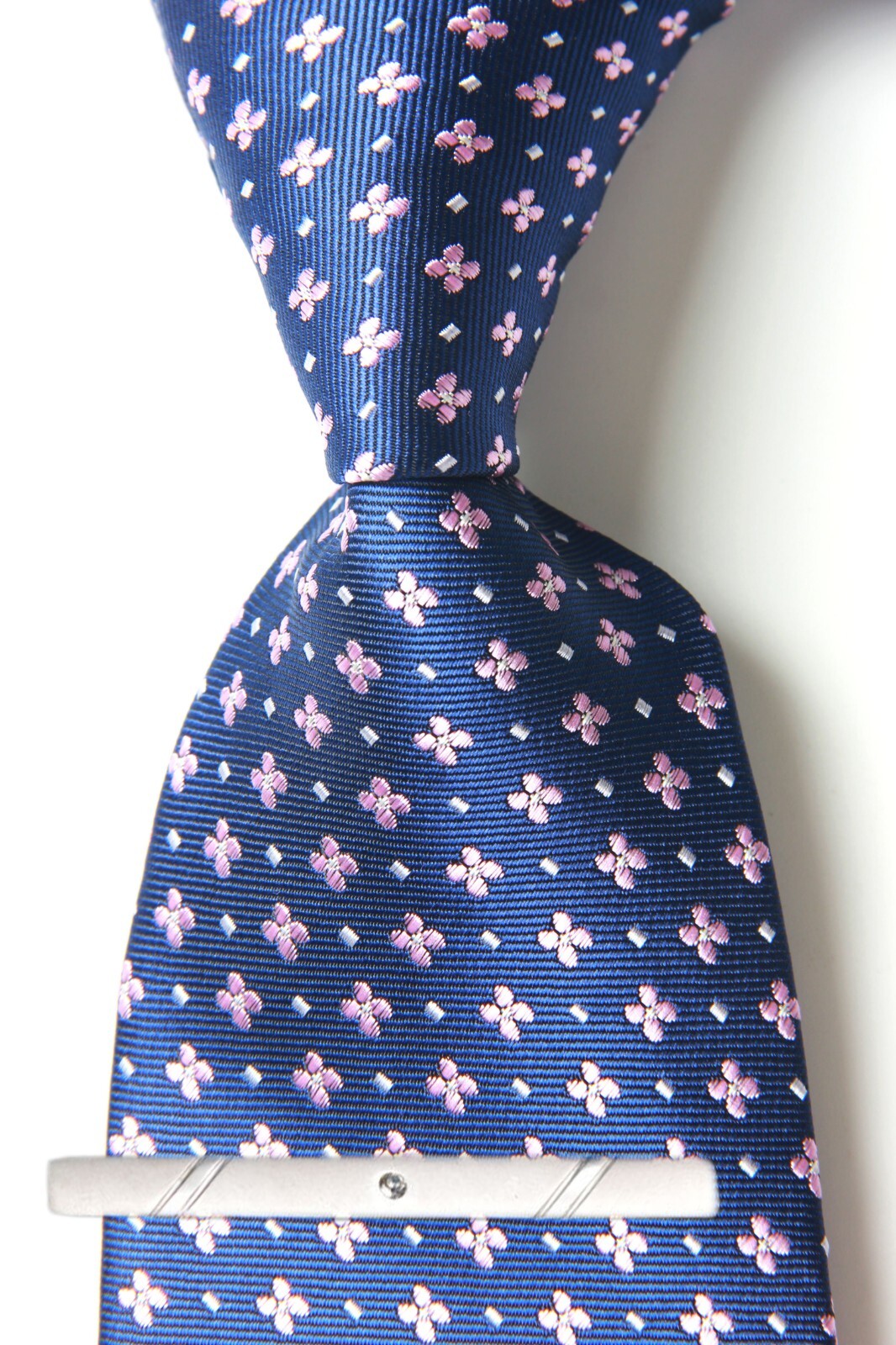 New Classic Polka Dot Blue Pink JACQUARD WOVEN 100% Silk Men’s Necktie Tie
