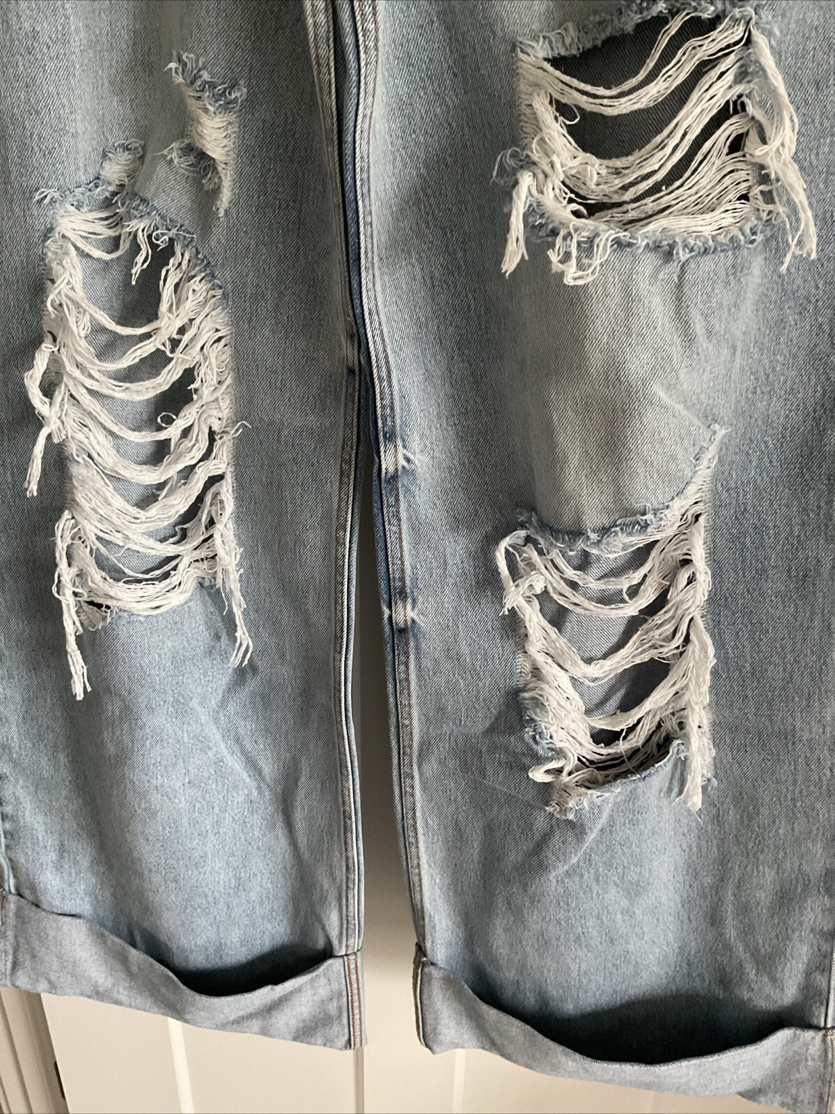 RETROFETE 90s Low Rise Distress Denim Rip Knee Straight Leg Jean Sz 30 NWT $325