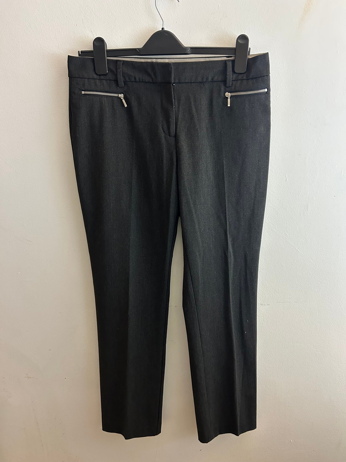 Marks & Spencer Women’s Trousers UK 12 Charcoal Short Zip Pocket Smart Work