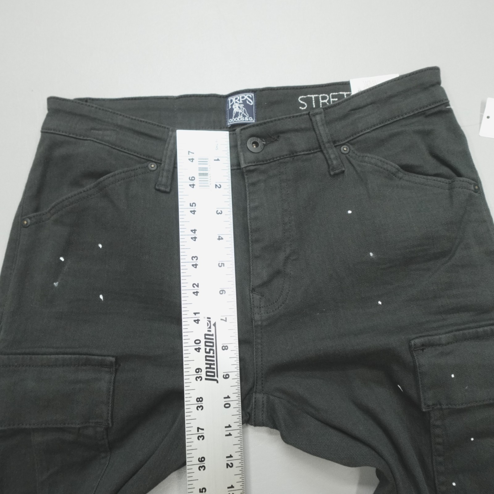 PRPS Windsor Cargo Paint Splatter Tapered Jeans Men’s Size 30×34 Black NWT