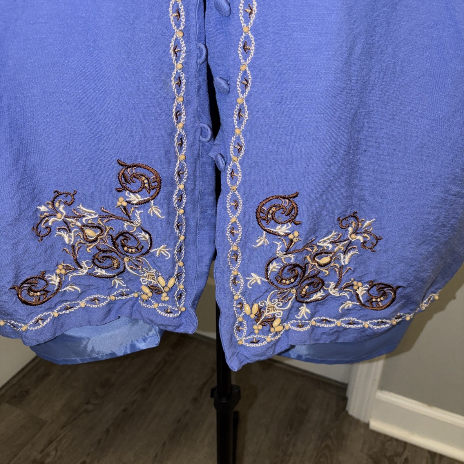 Positive Attitude Womens jacket Size 22 Linen Blend Chain Embroidery Career EUC