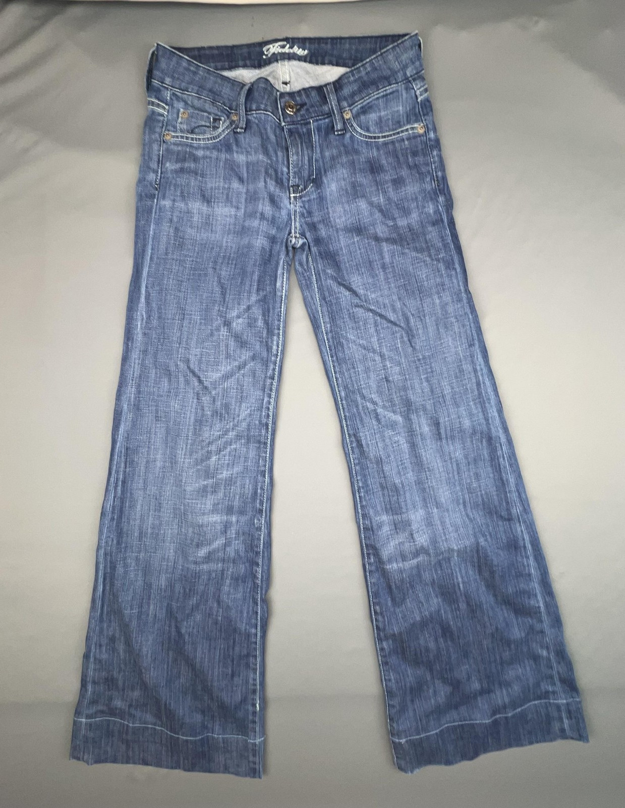 Fidelity Jeans Womens 26 Blue Belle Wide Bootcut Low Rise Stretch Made USA Denim
