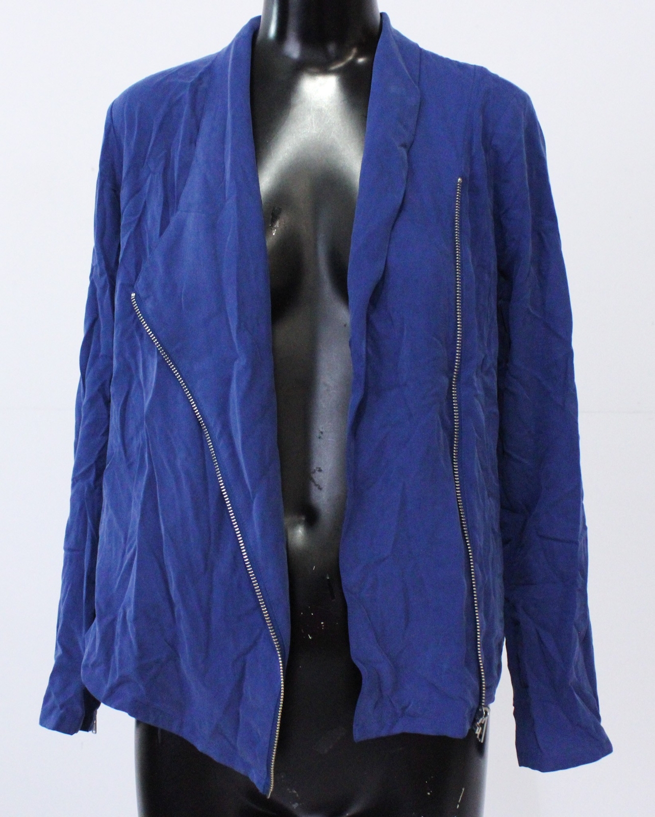 Trouvé Women’s Lightweight Full-Zip Draped Moto Jacket AH4 Blue Mazarine Size XS