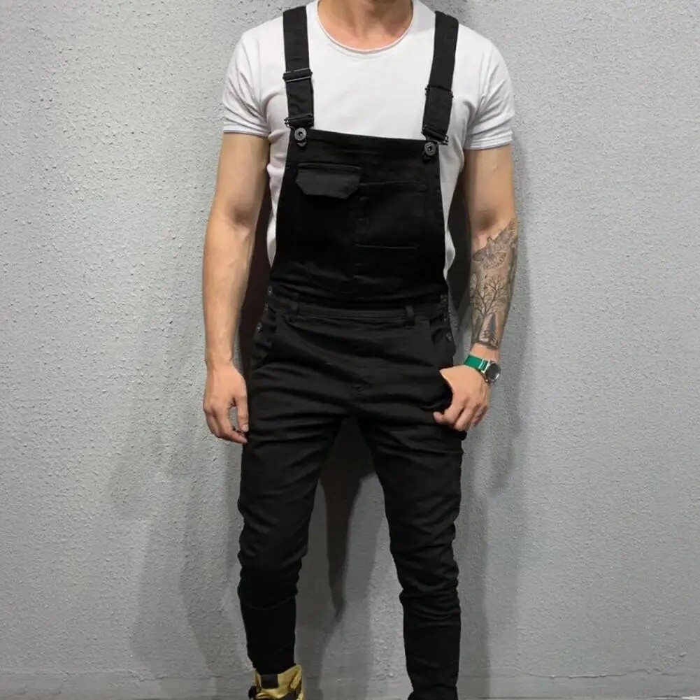 Men Suspender Denim Jeans Dungarees Overalls Romper Jumpsuit Bib Pants Trousers