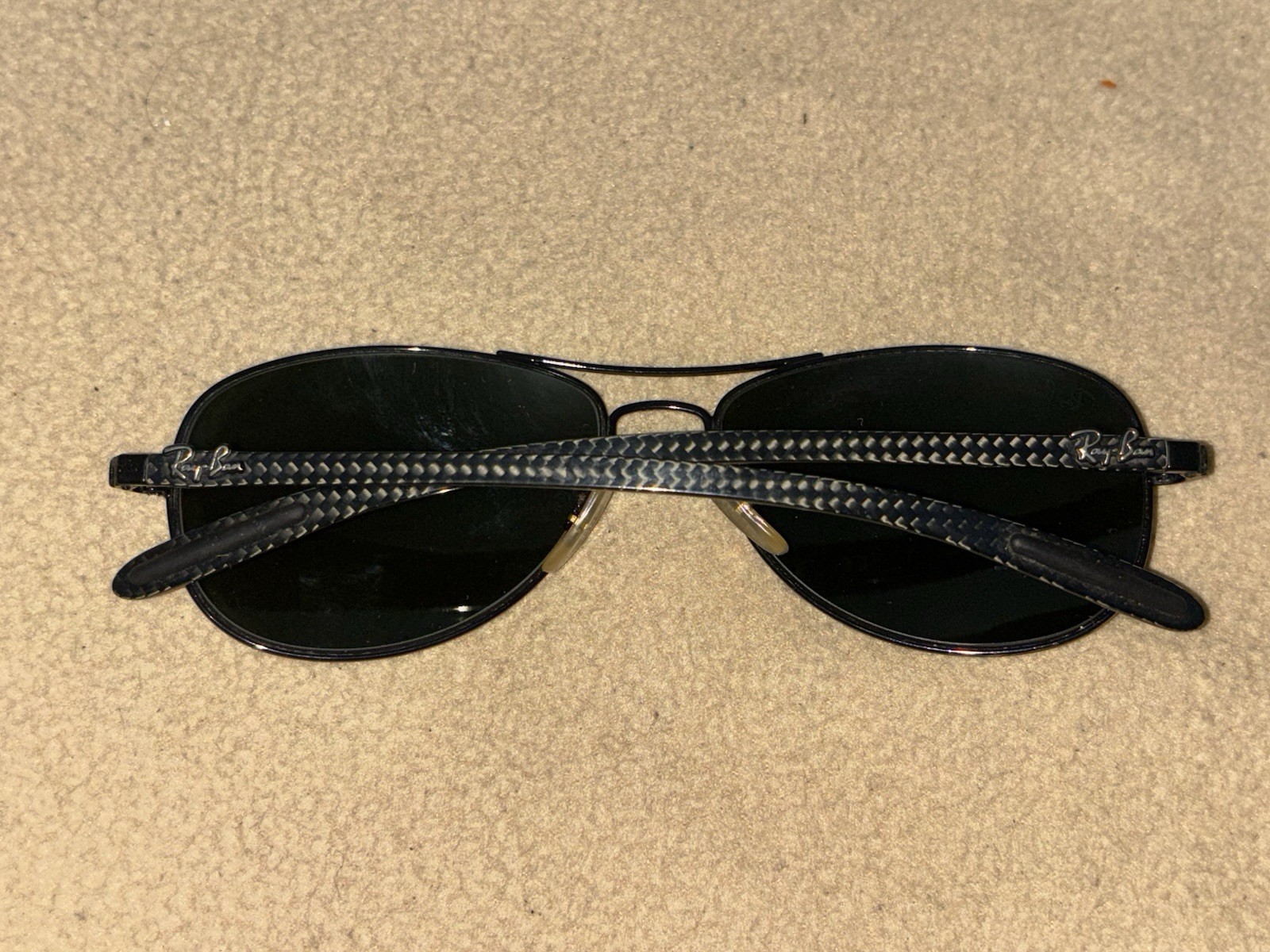 Ray-Ban RB8301 Aviator Sunglasses Polarized Green Glass Lenses Black Metal