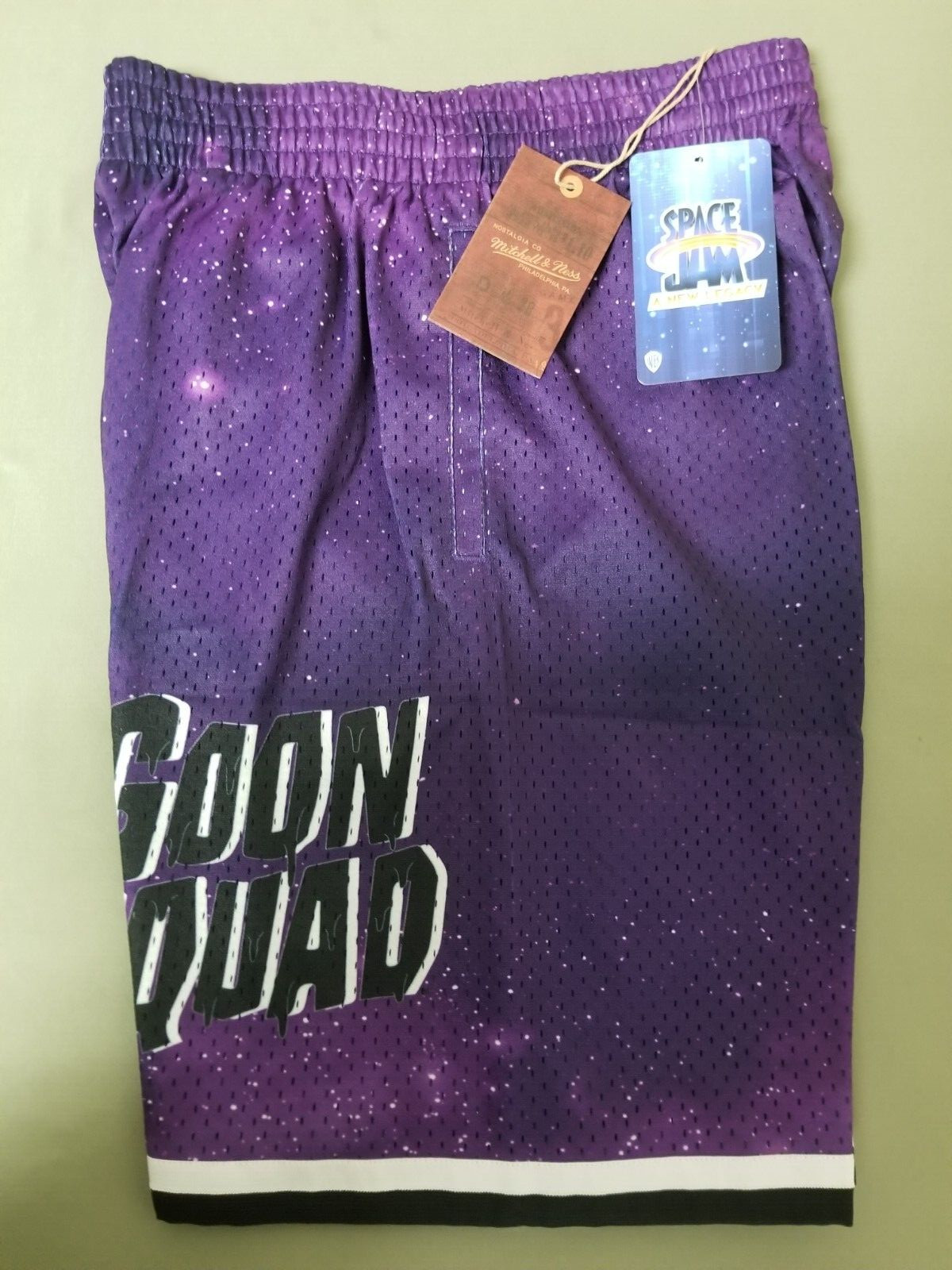New Mens Mitchell & Ness Space Jam Goon Squad Tie Dye Drawstring Athletic Shorts