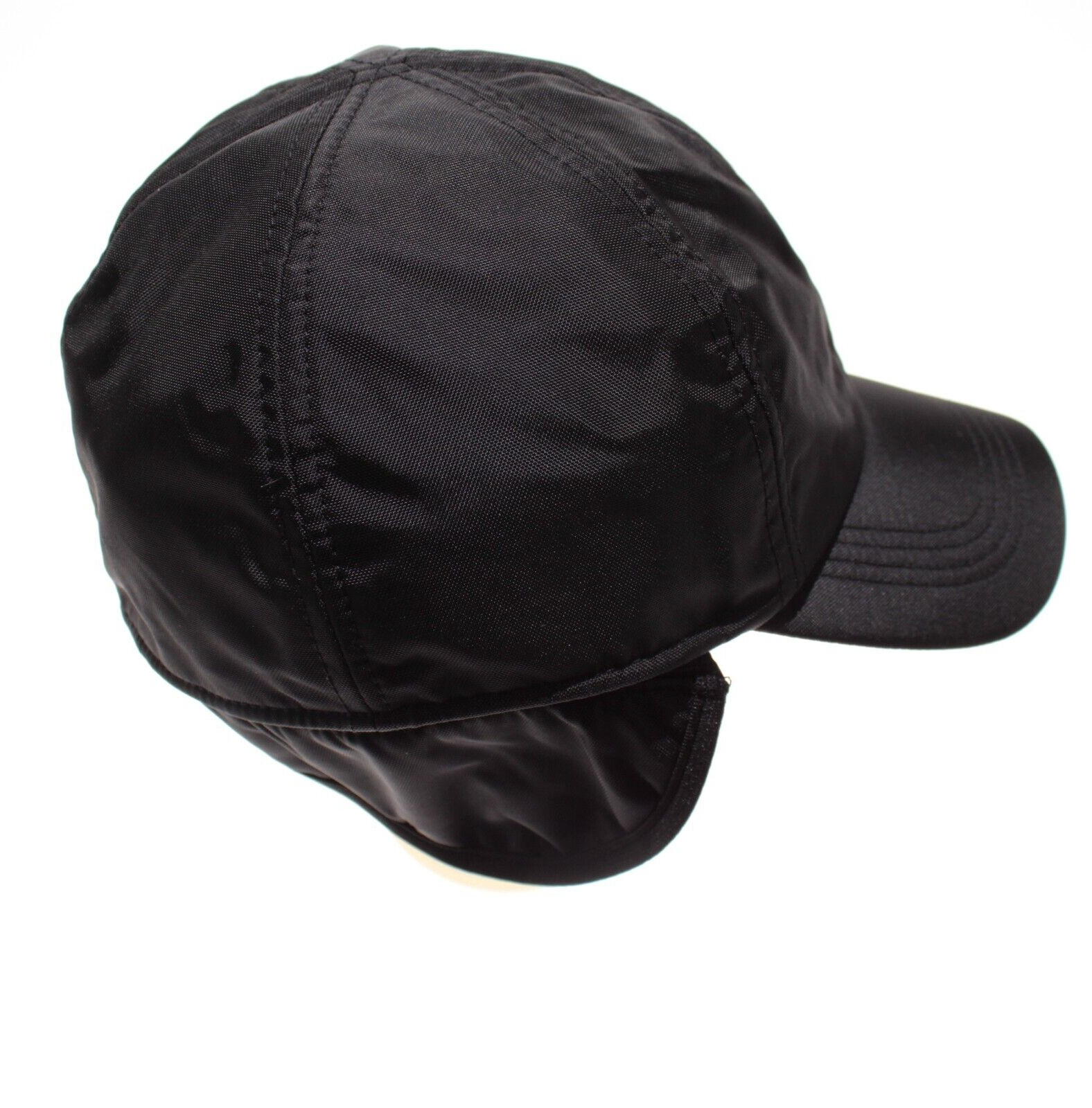 Wigens NWT Baseball Cap w/ Ear Flaps Size 59, 7 & 3/8ths in Black 100% Polyamide