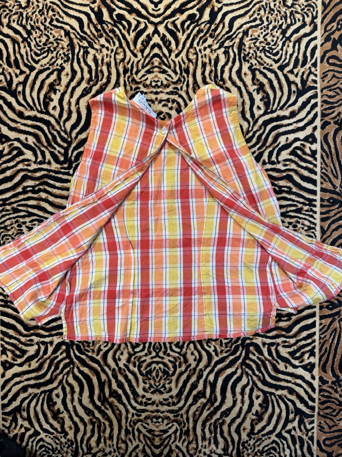 Talbots Petites Plaid Silk Sleeveless Button-Front Blouse, Petite 4