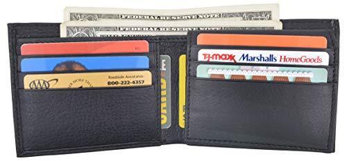 Cavelio Mens Black Premium Leather Slim Flap Up Card Id Holder Bifold Wallet