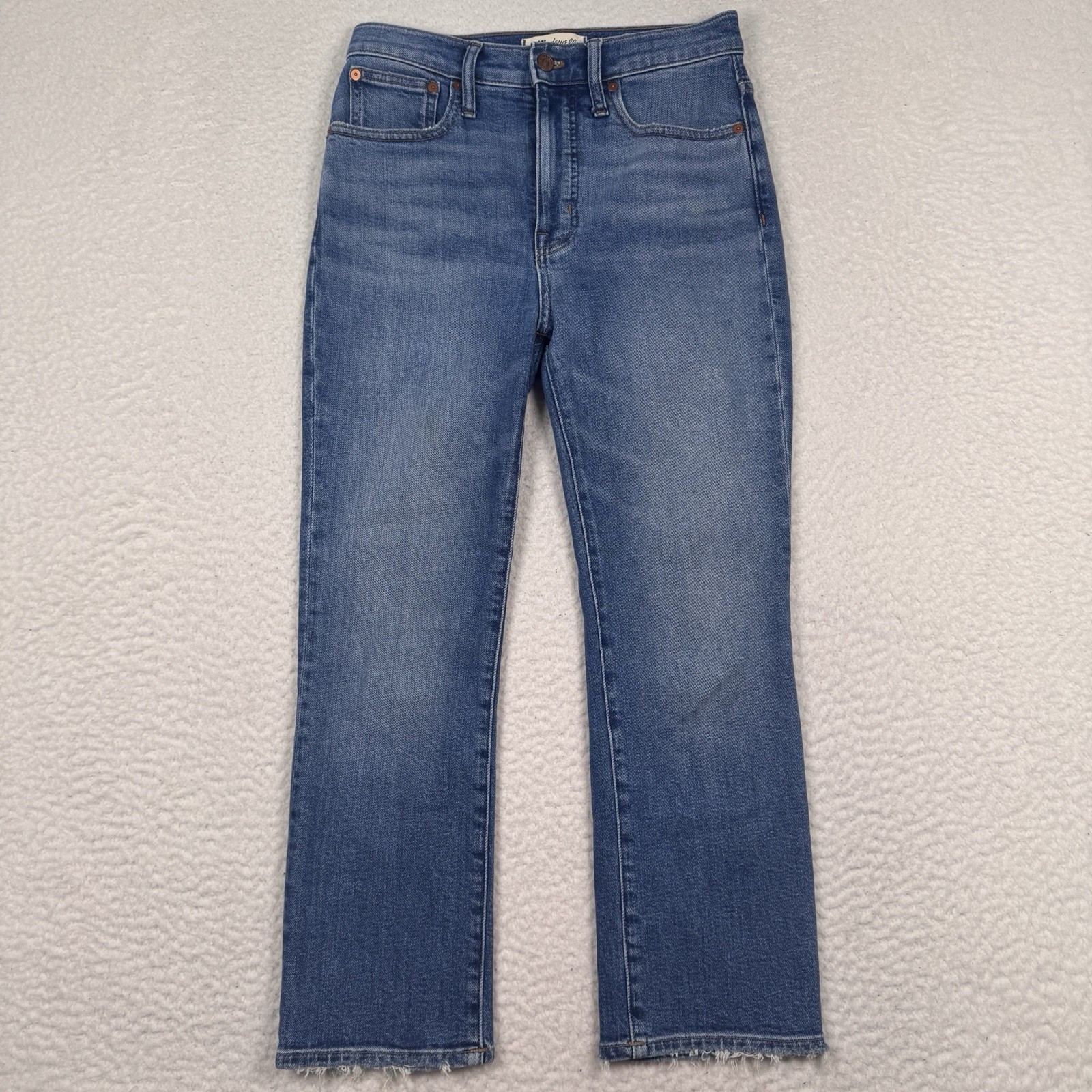 Madewell Jeans Women’s 25P Slim Demi Boot Blue Medium Wash Faded Whiskered