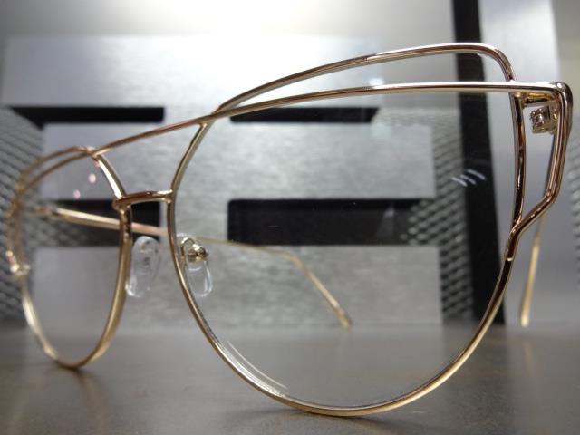 New Classy Elegant VINTAGE RETRO CAT EYE Style Clear Lens EYE GLASSES Gold Frame
