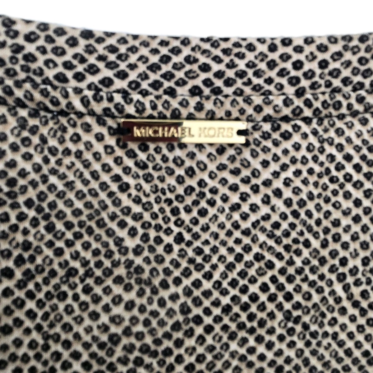 Michael Kors Gold Chain Slit Neck Animal Print Top Blouse Long sleeves Size M