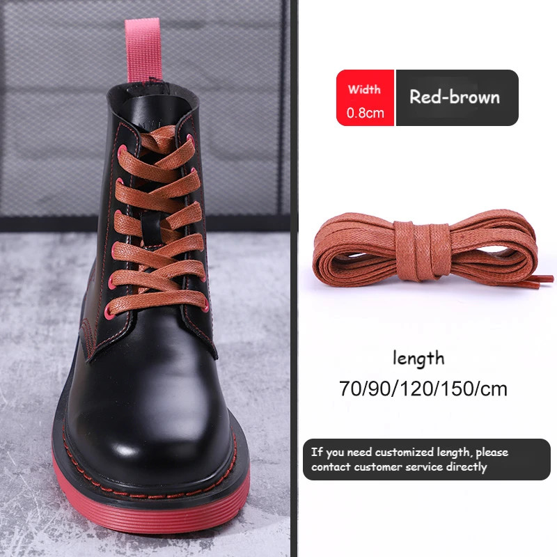 1 Pair Waxed Cotton Shoelaces 0.8CM Width Flat Waterproof Shoe Laces Unisex Boot