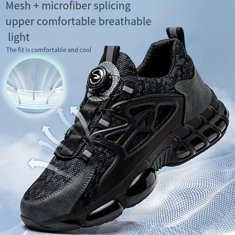 Work Shoes Mens Anti-Smash Steel Toe Puncture-Resistant Sneakers Security Boots