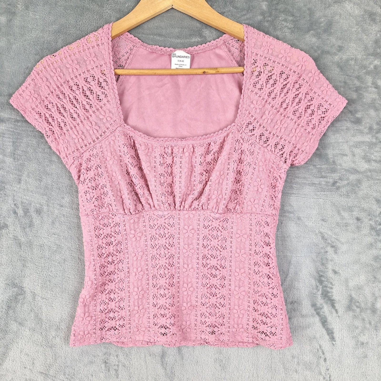 Womens Top Small Pink Babydoll Floral Lace Romantic Feminine Cottagecore Fairy
