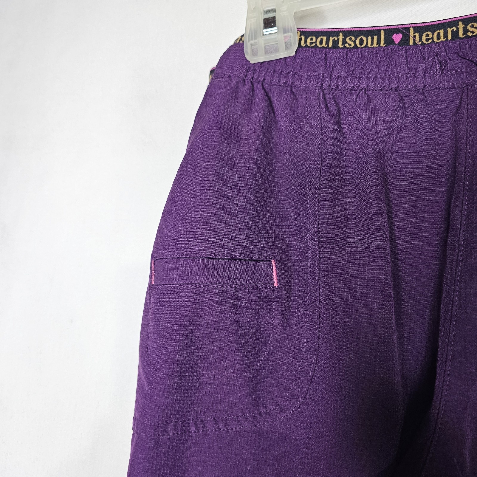 HeartSoul Scrubs Womens Medium Low Rise Stretch Pant 20110 EGPH Eggplant Purple