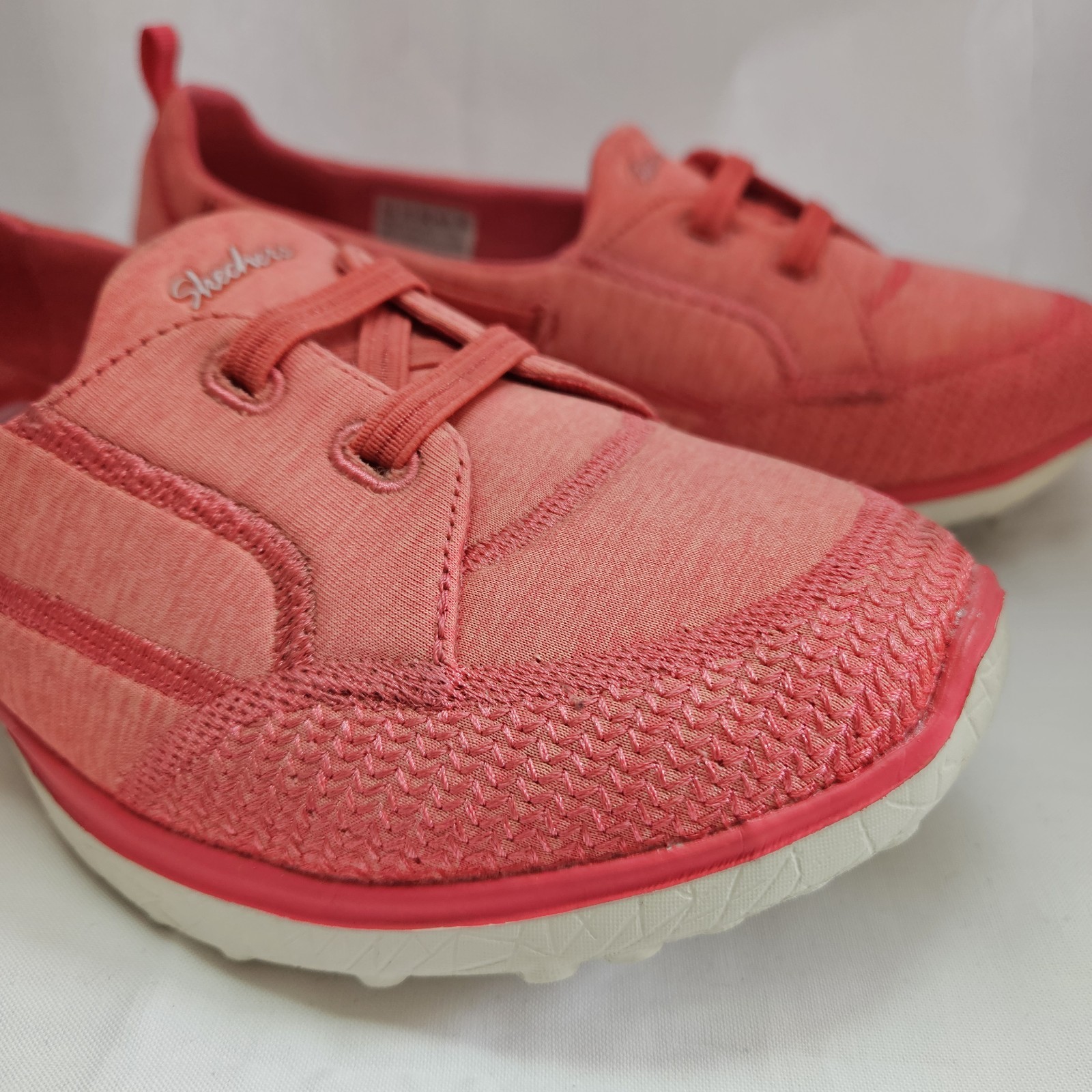 Skechers Microburst Topnotch Women’s 8.5 Wide Coral Slip On Sneaker 23317W EUC