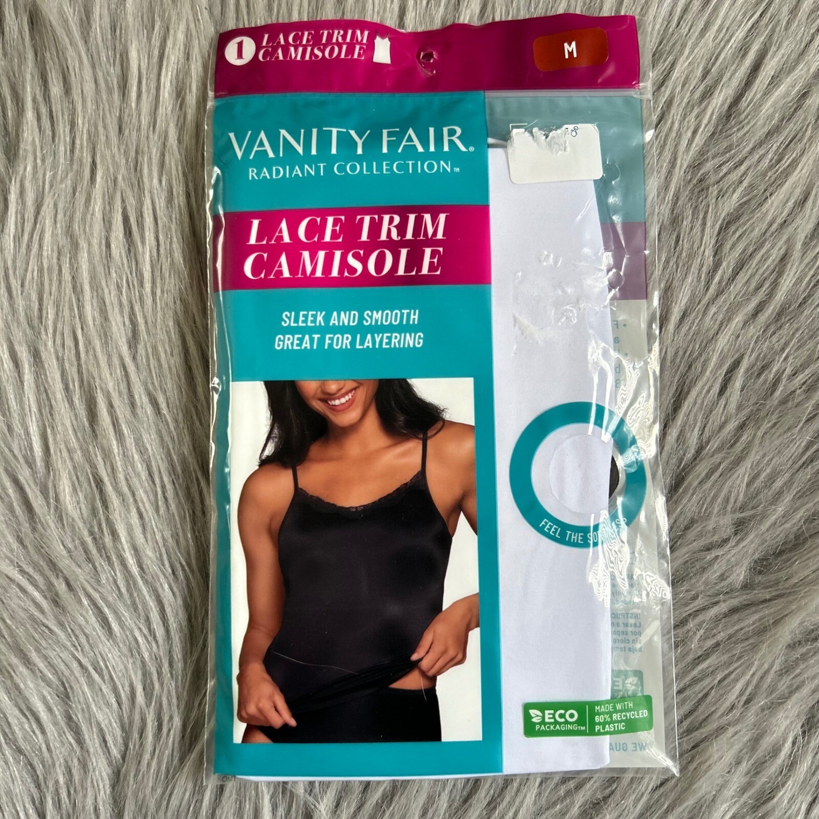 Vanity Fair Radiant Collection Lace Trim Camisole Women’s Size Medium White Tank