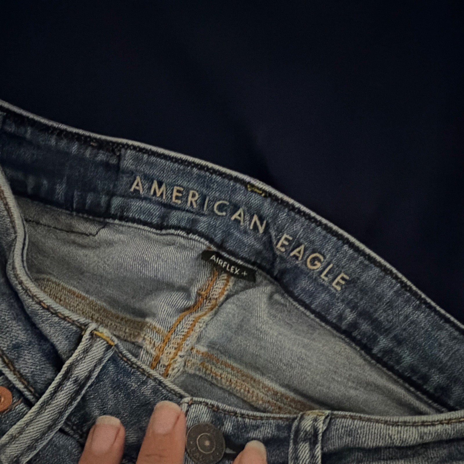 American Eagle Airflex+ Men’s Skinny Fit Light Wash Blue Distressed Denim Jeans
