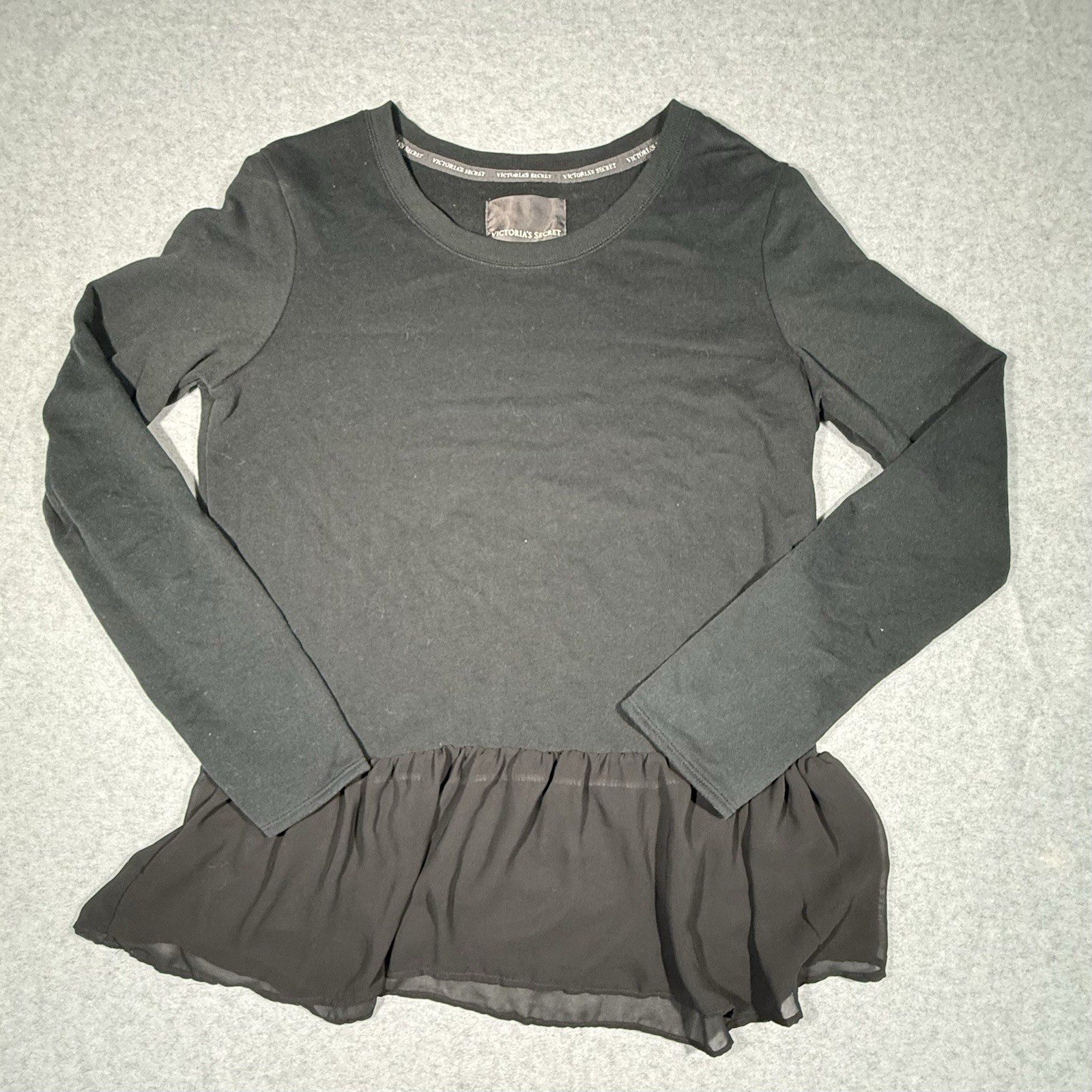 Victoria’s Secret Black Long Sleeve Peplum Top – Size L