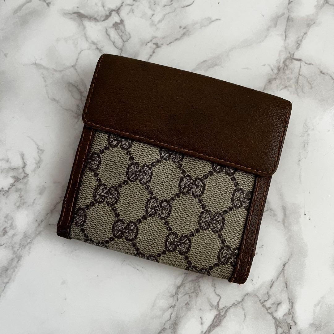 Excellent Condition Gucci Old Gucci GG Pattern Leather Double Snap Mini Wallet B