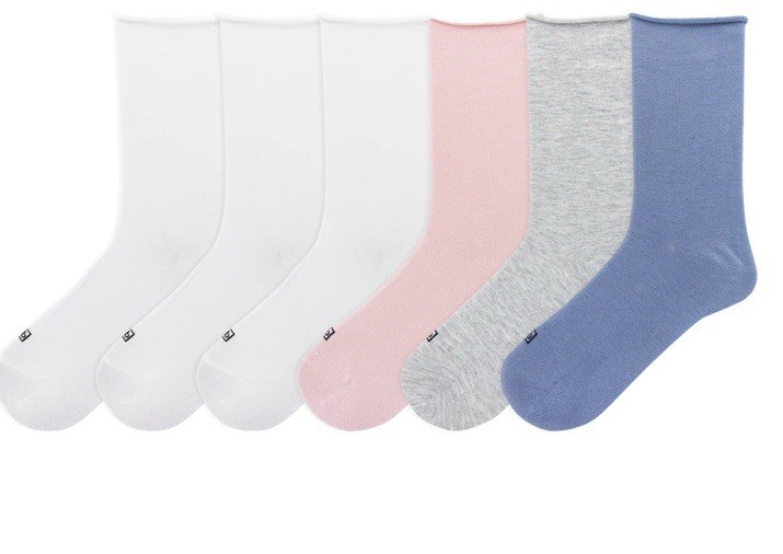 K BELL Women’s Modal Roll Top Multicolor Crew Socks, 5.5-10 Shoe Size, 6 Pairs