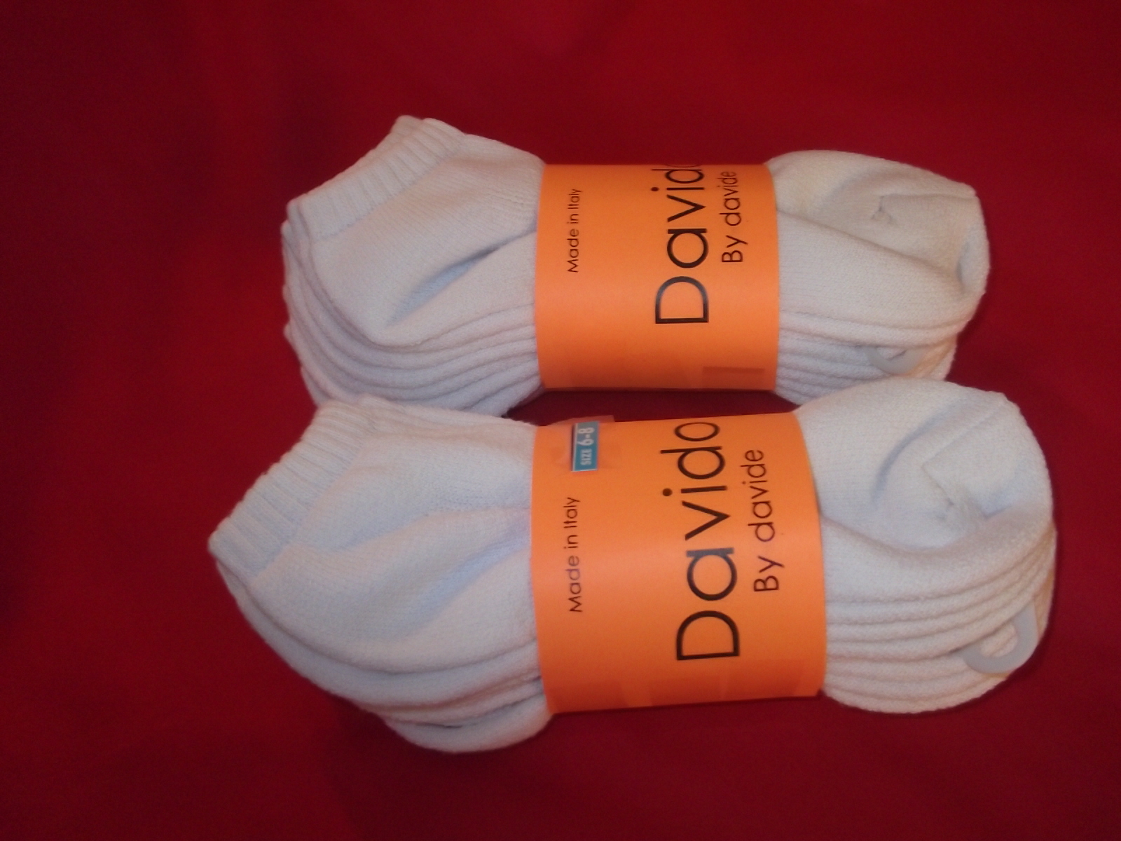 Davido women socks ankle low cut made in Italy 100%cotton 8 pair white size 9-11