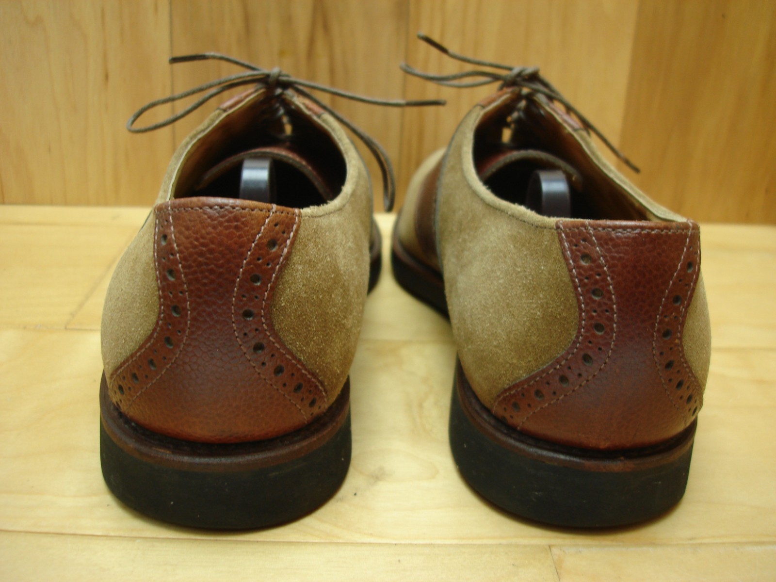 Men’s 8.5 D COLE HAAN Brown Suede Leather Saddle Oxford Shoes US MADE Vibram
