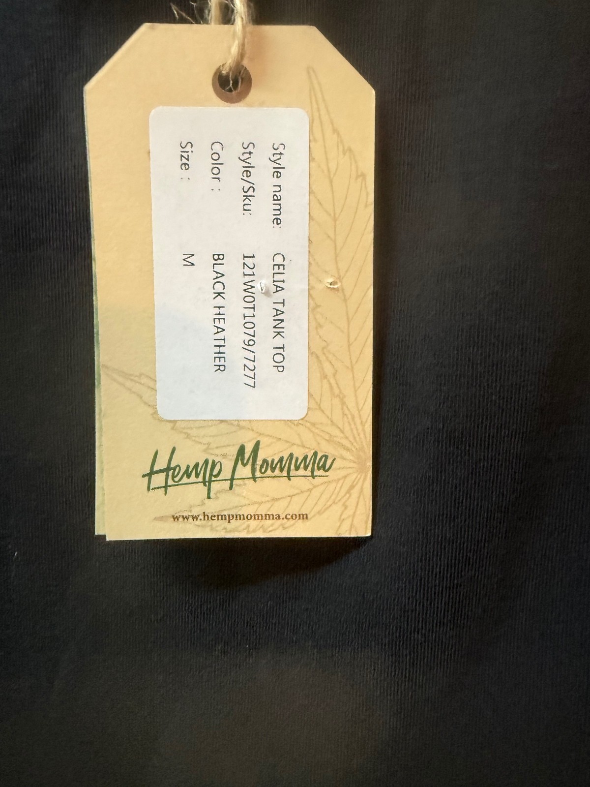 Hemp Momma Celia Tank Top Black Heather Size M