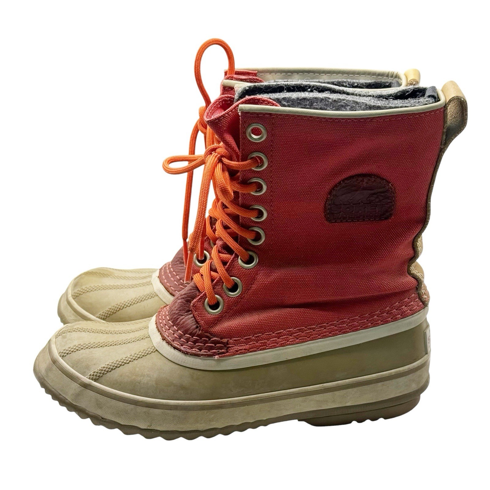 Sorel 1964 Premium CVS Red Canvas Boots 7 Rubber Lace Up