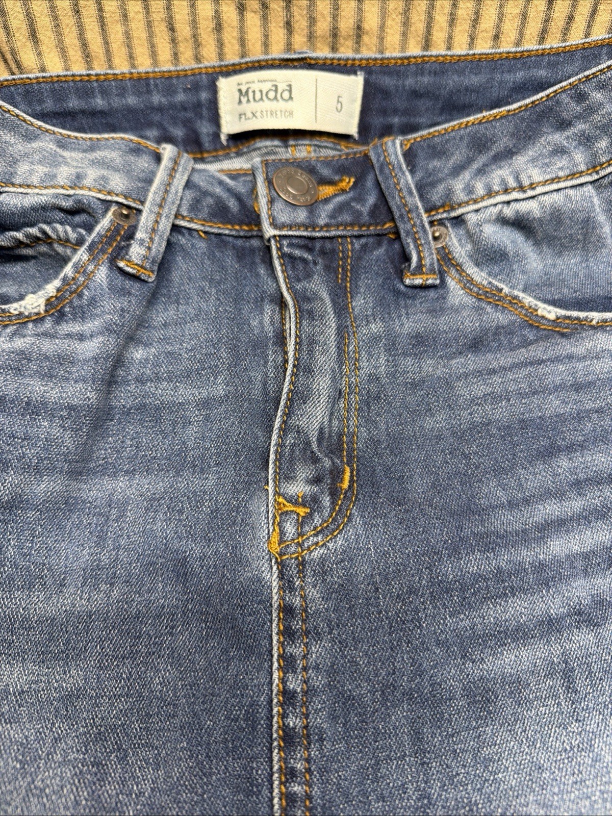 MUDD Flx Stretch WOMENS Denim Jean Skirt Button Down Front, 5 Pocket JR Size 5