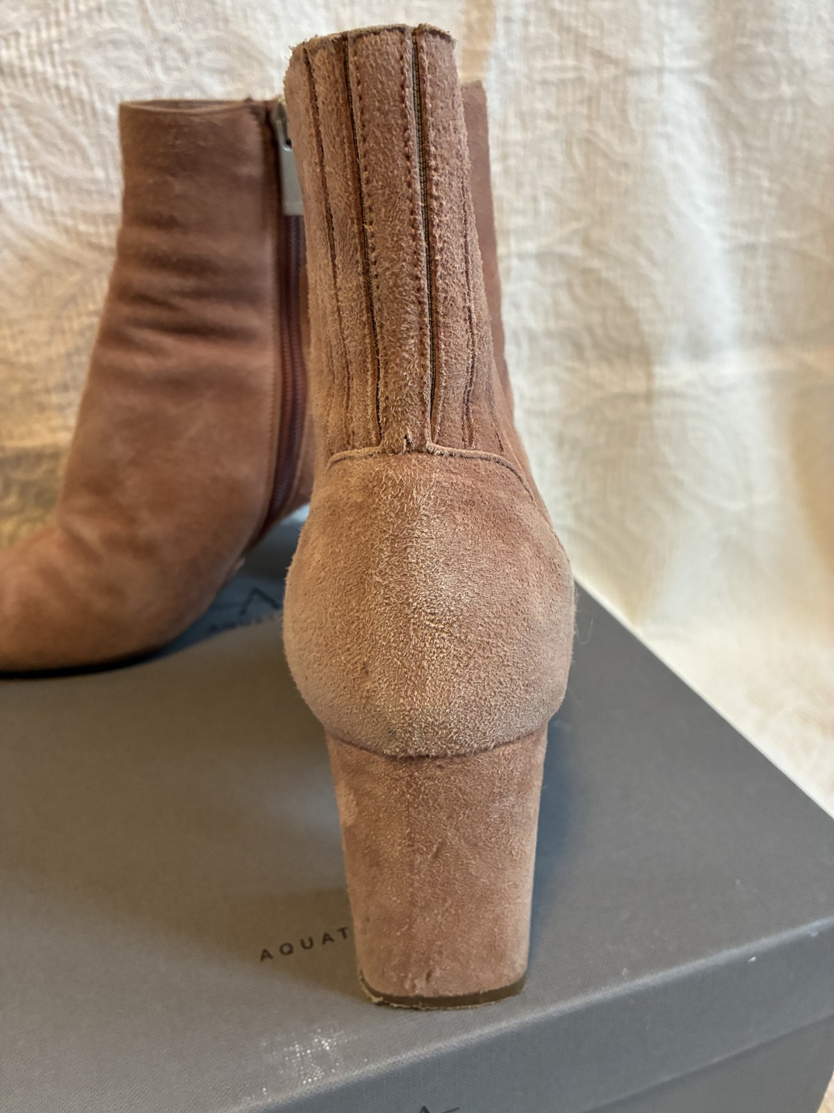 Aquatalia Waterproof Posey Dusty Pink Suede Boots Size 8.5 With Box Retail $495