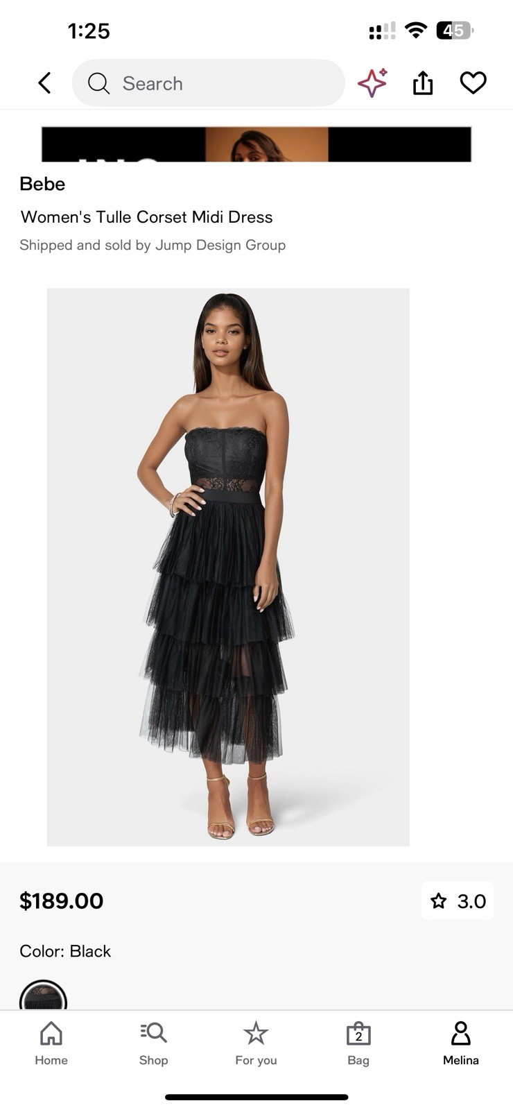 bebe Black Tulle Lace Corset Midi Dress Sweetheart Neckline Size M