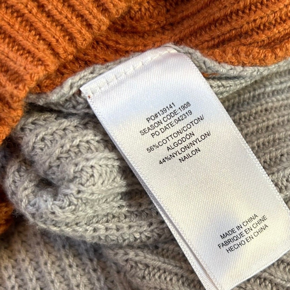 Splendid Colorblock Turtleneck Sweater Beige Orange Navy Cropped Knit Medium