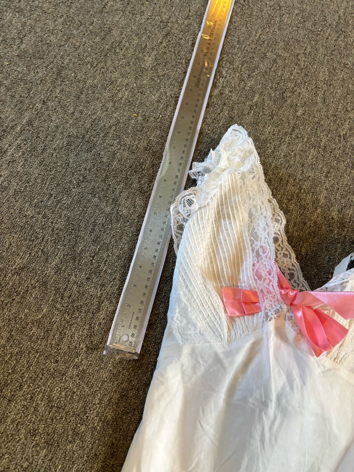 Y2k Betsey Johnson Size 8 White Cotton Dress With Pink Bow & Lace Details NWT