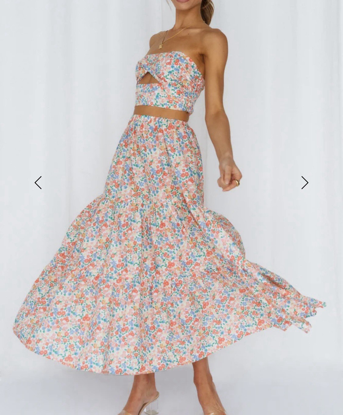 Hello Molly “So Particular” Floral Maxi Skirt Prairie Cottage Teddy Bear XS $85