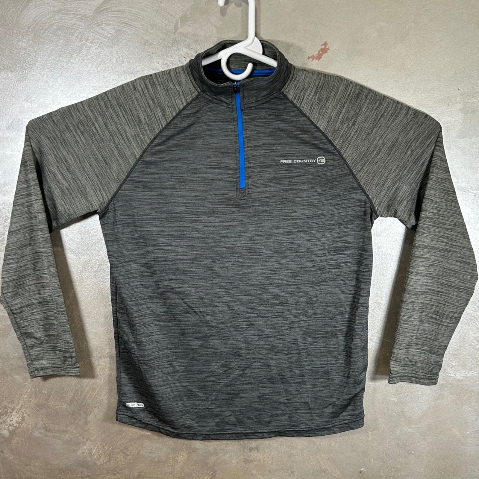 Free Country Mens Micro-Tech Quarter Zip Pullover Gray Heather Performance Small