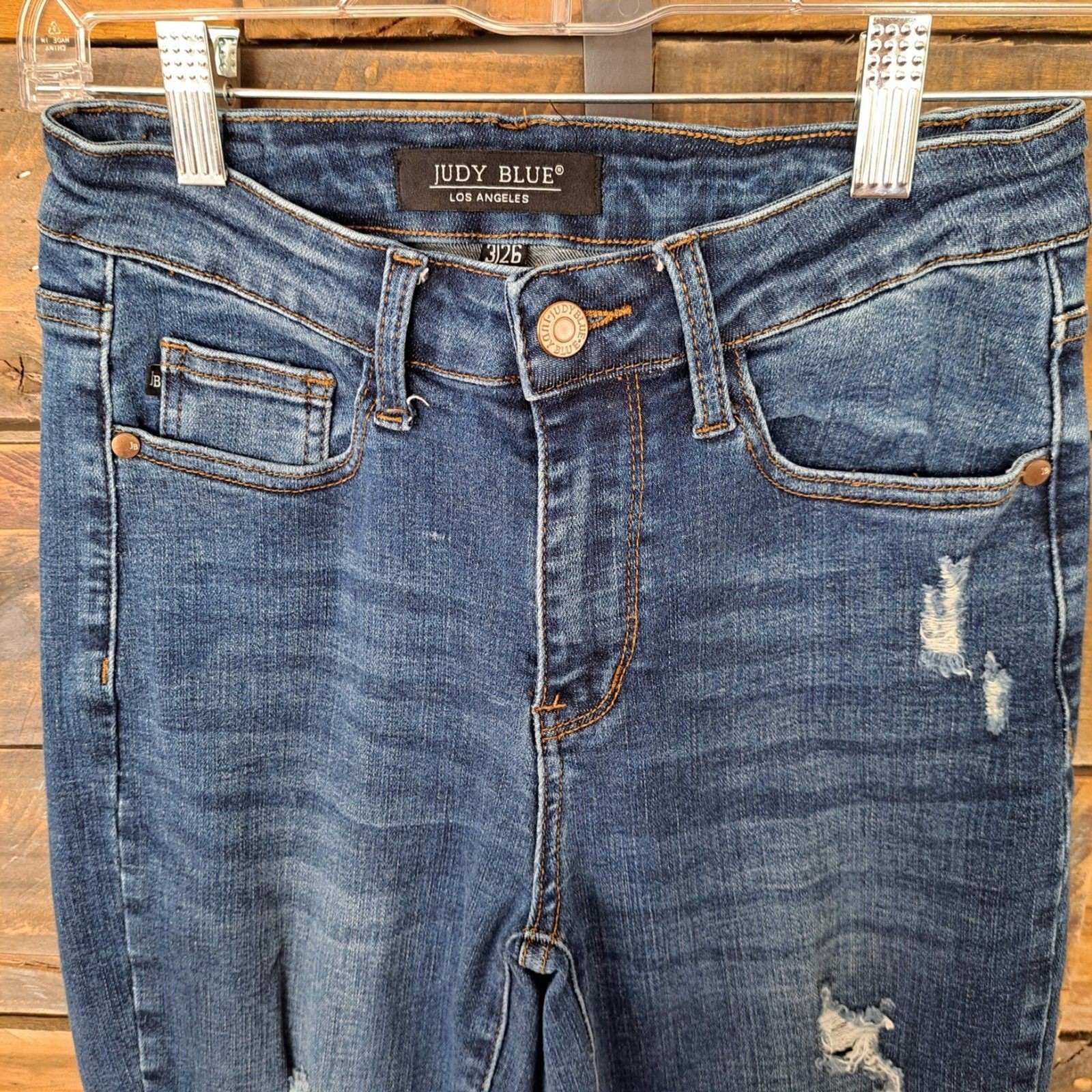Judy Blue Jeans Women’s Size 3 26″x28″ Blue Ripped Distressed Skinny Fit Stretch