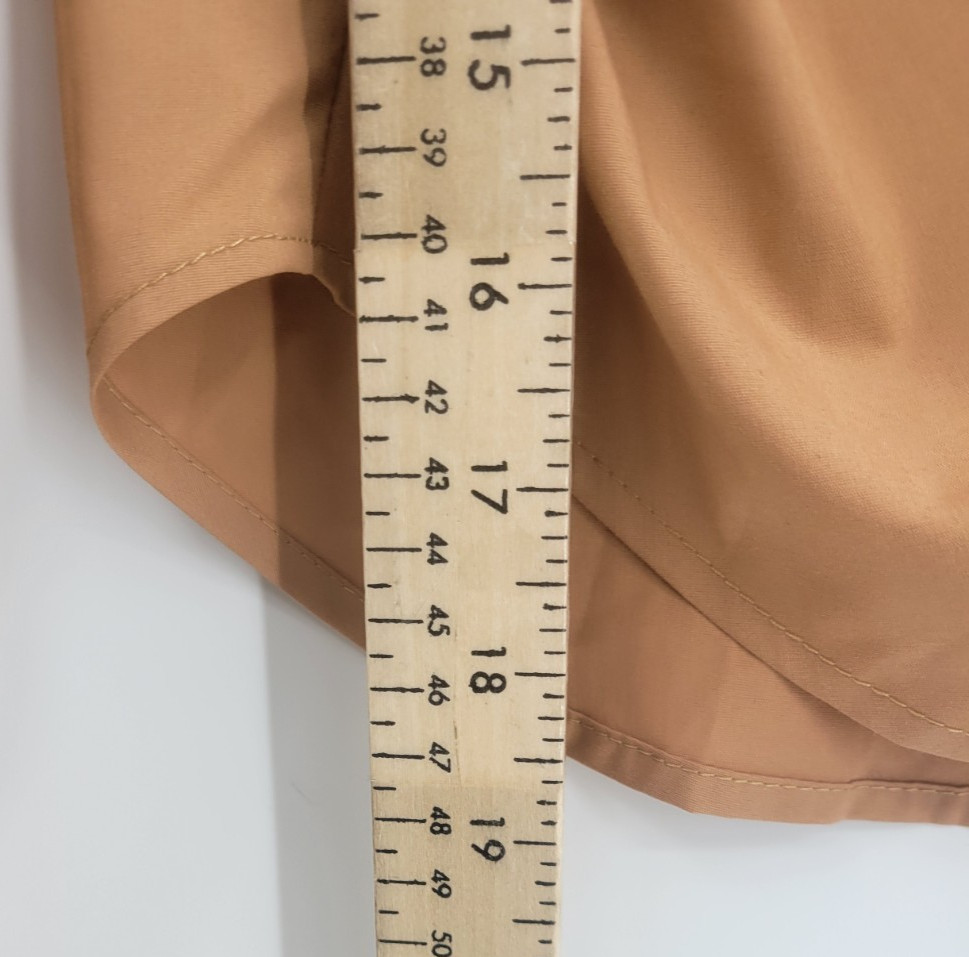 Liberty Love Top Womens Medium Brown Cropped Ruched Button Up Boho Long Sleeve