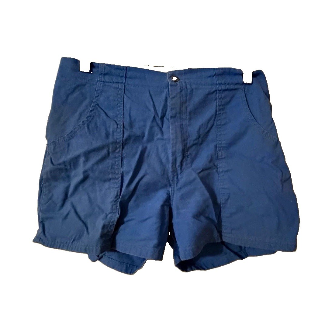 Vintage Blue Canvas Utility Shorts 100% Cotton Front Seams Size 36 late 70’s 80s